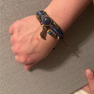 Bohemian Blue Wrap Bracelet with Charm
